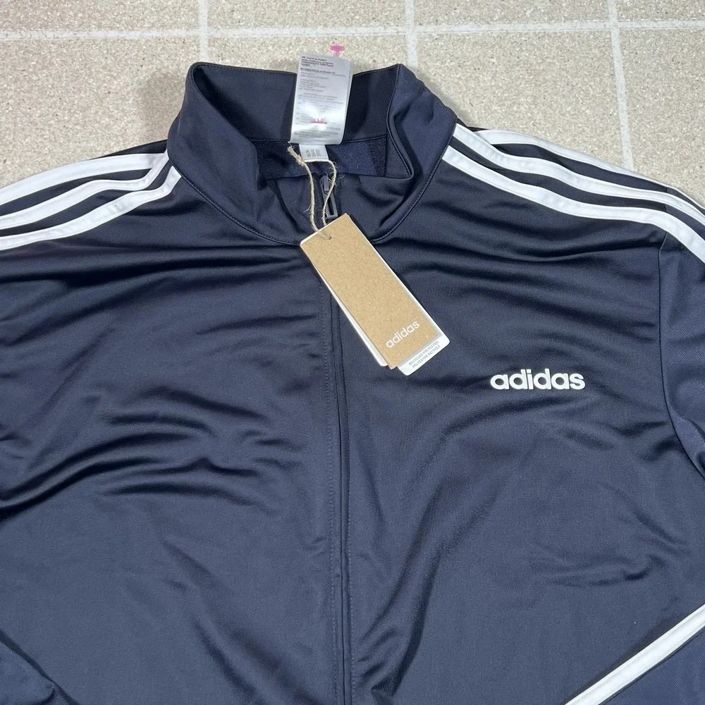 Adidas Essentials 3-Stripes Tricot Track Jacket DU0445 Mens 2XL Tall‎ Blue New - Picture 2 of 4